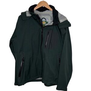 Cabela's Dark Green Waterproof Hood Zip Jacket Women Size L BLEMISH